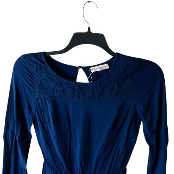 Altard State Romper  Womens M Lace Neck Elastic Waist Ruffle Keyhole Back Casual - Picture 5 of 8